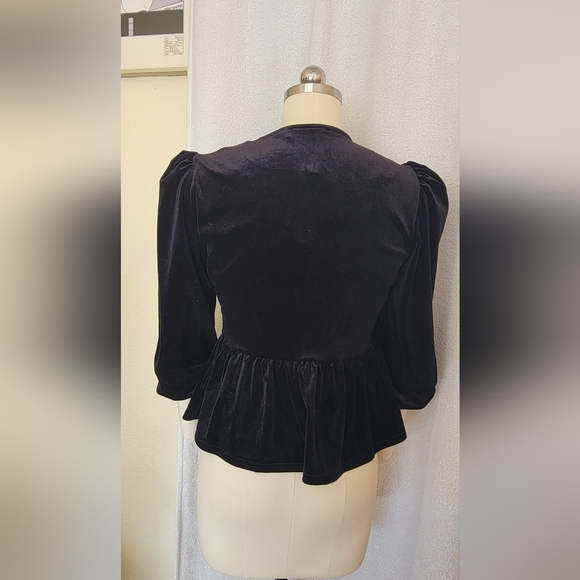 NWTS Mango Velvet Blouse With Bows - Picture 6 of 6